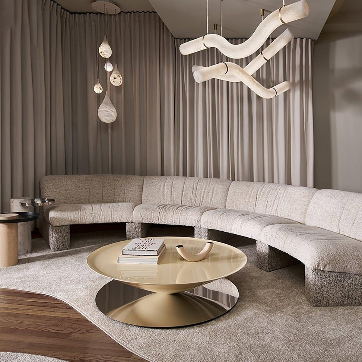 Luste albasten hanglamp met gesloten ring