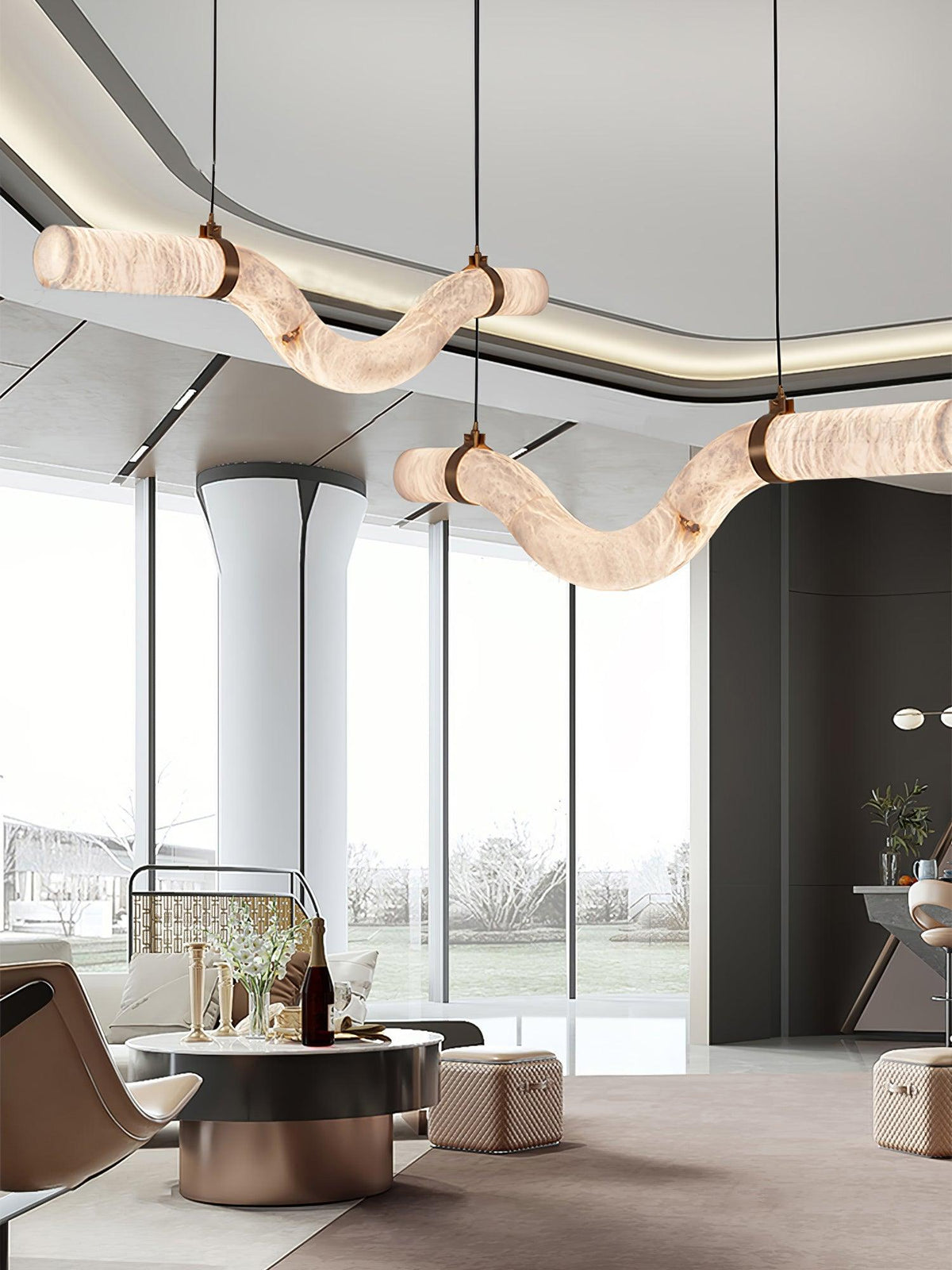 Mithos gebogen albasten hanglamp