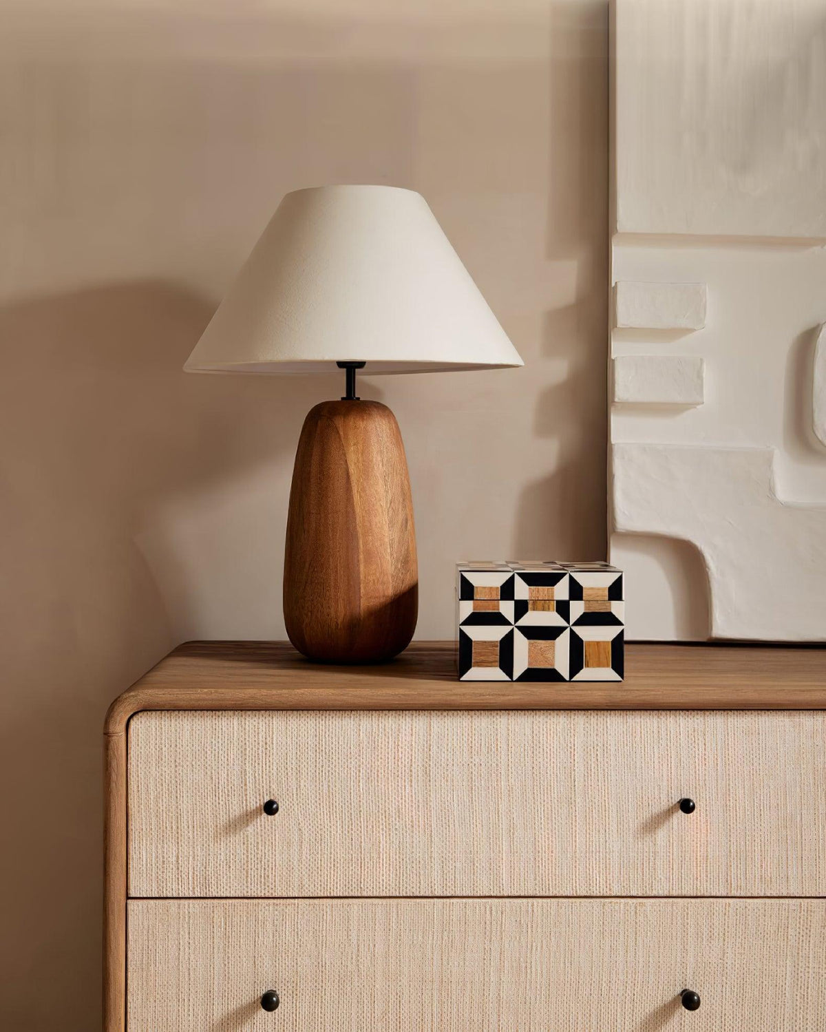 Syloraya moderne tafellamp van hout