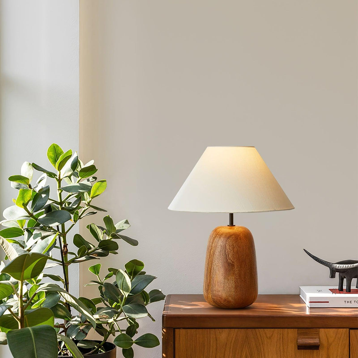 Syloraya moderne tafellamp van hout