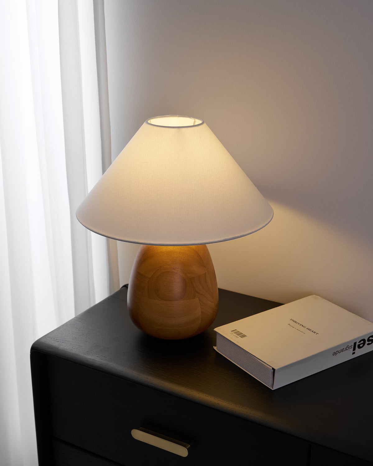 Syloraya moderne tafellamp van hout