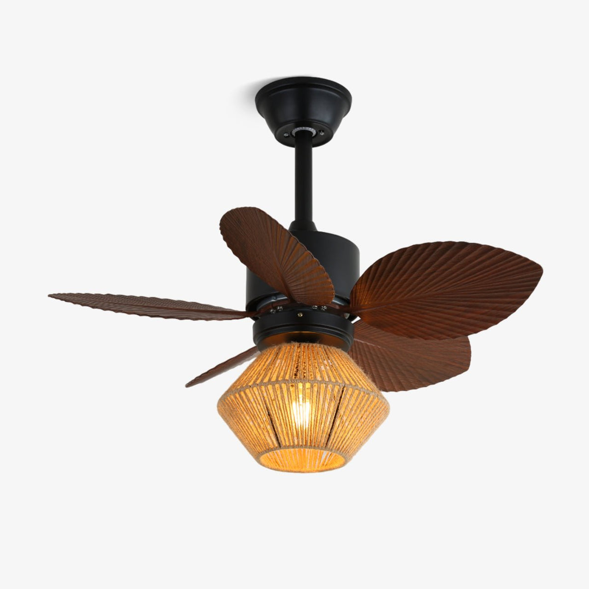 Solaya Tropische rotan plafondventilator met verlichting