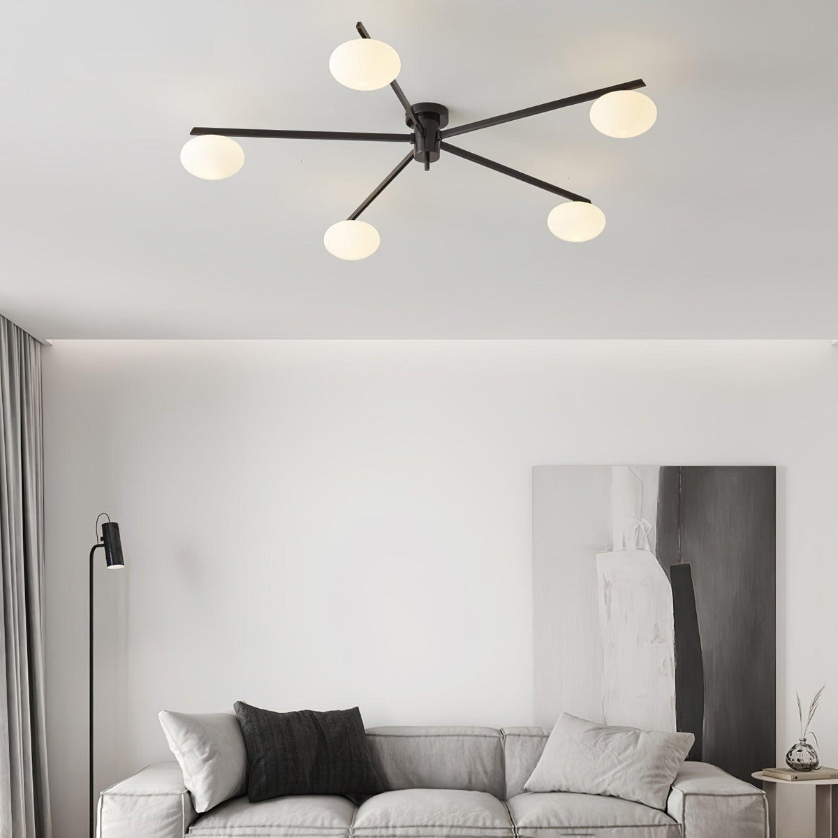 Lioraliella plafondlamp Zwart Wit glas
