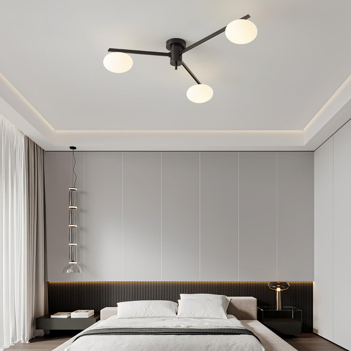 Lioraliella plafondlamp Zwart Wit glas