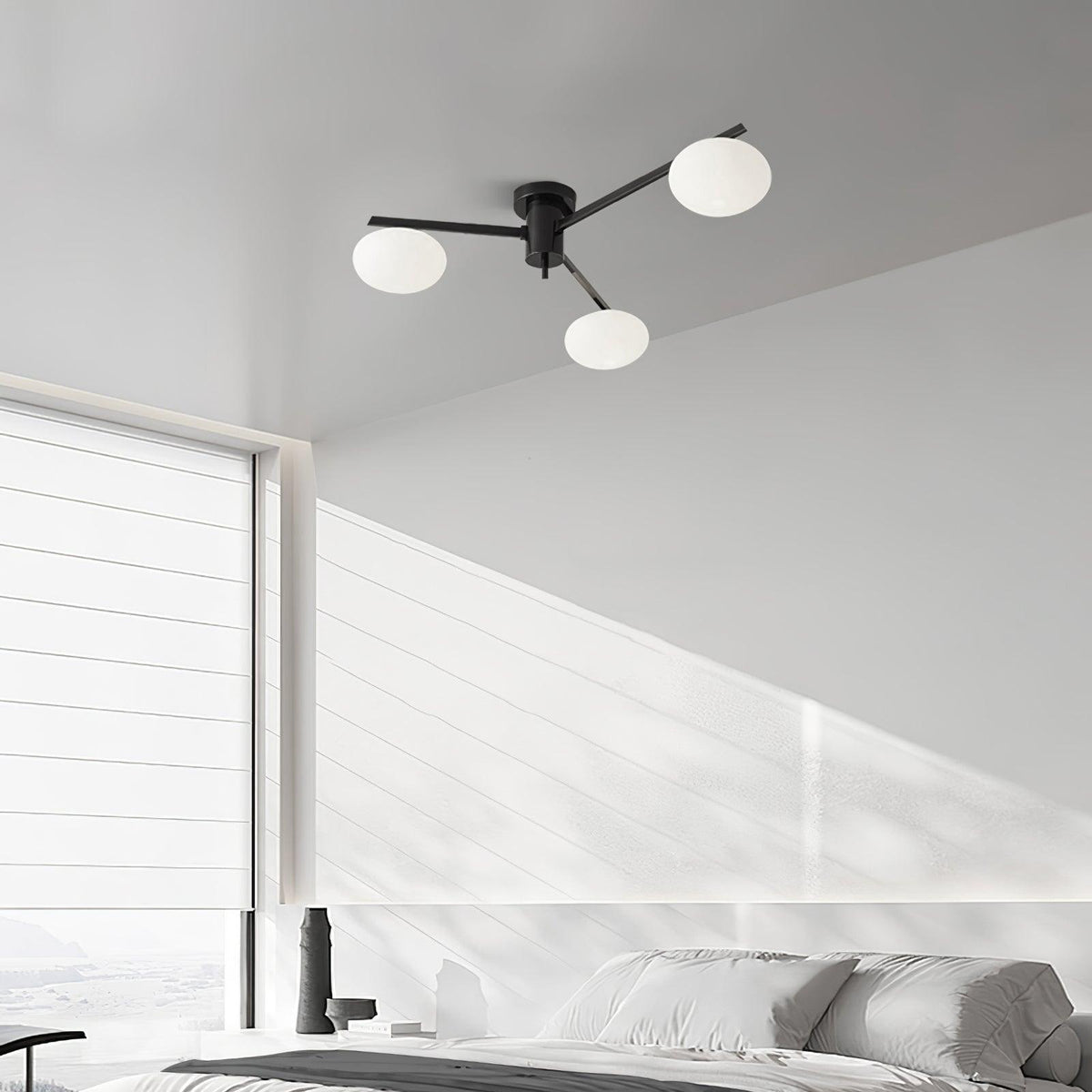 Lioraliella plafondlamp Zwart Wit glas