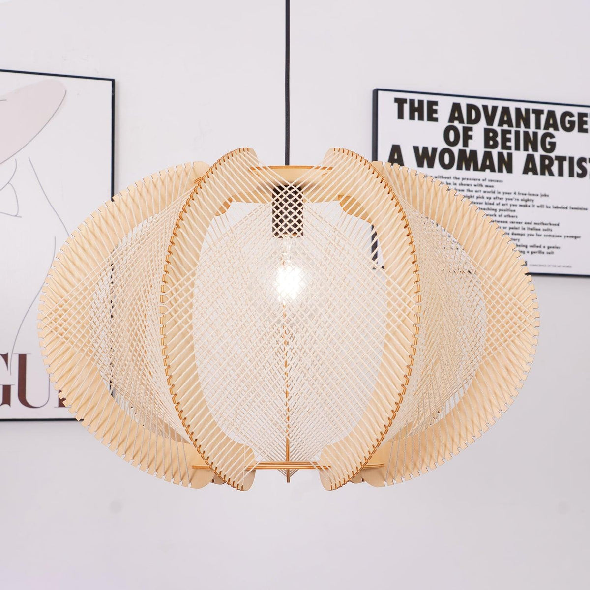 Atel hanglamp van hout en hennepkoord