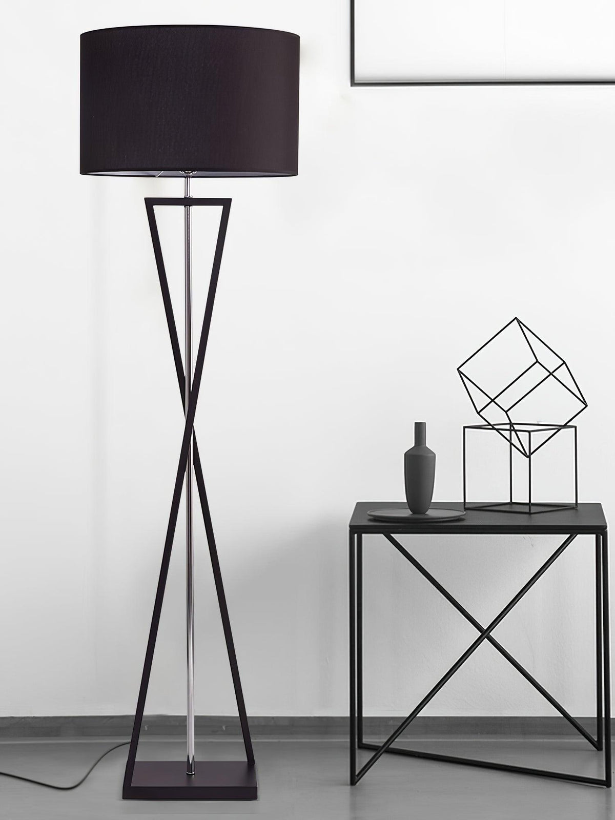 Xeno Zwart Stof Moderne vloerlamp