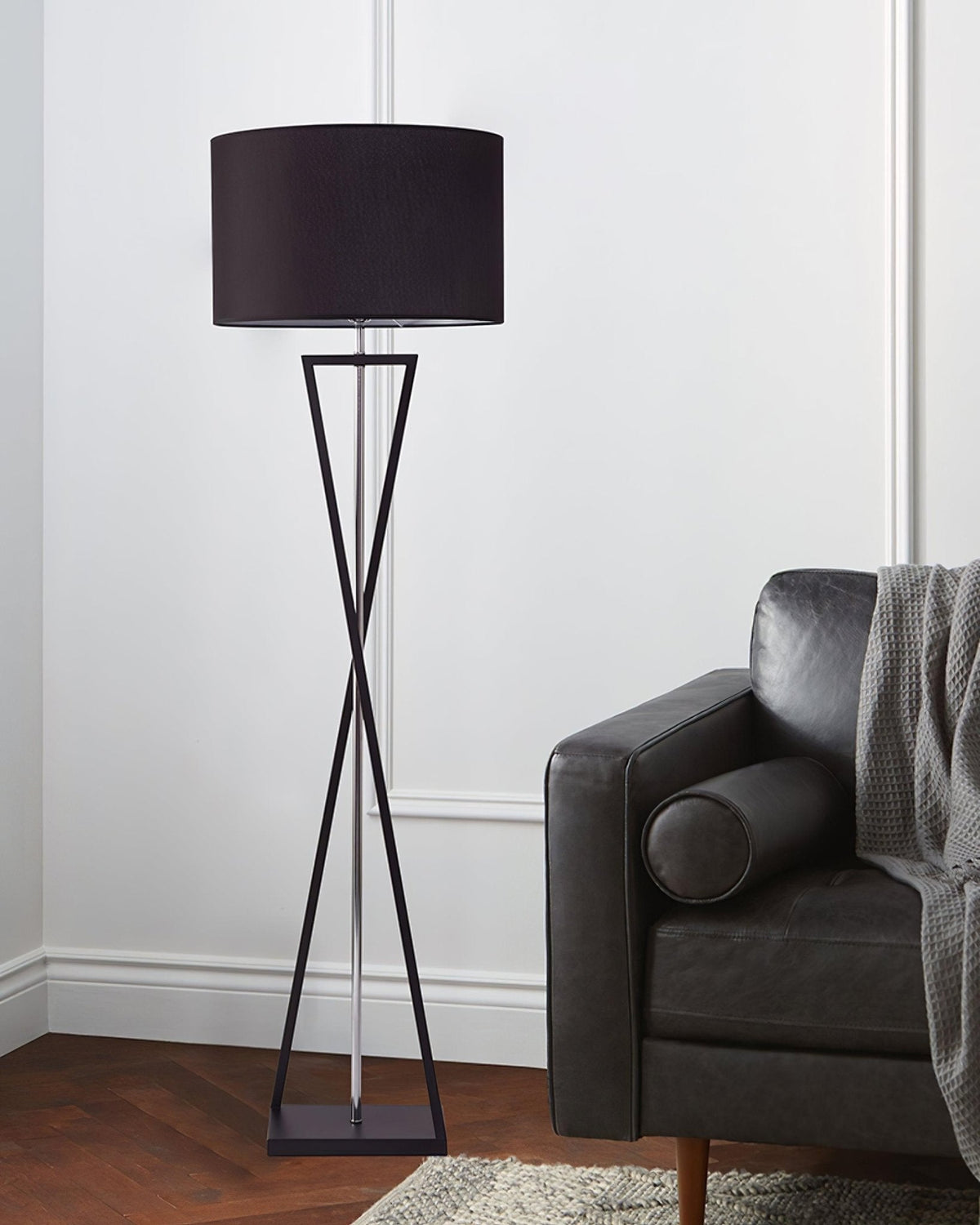 Xeno Zwart Stof Moderne vloerlamp