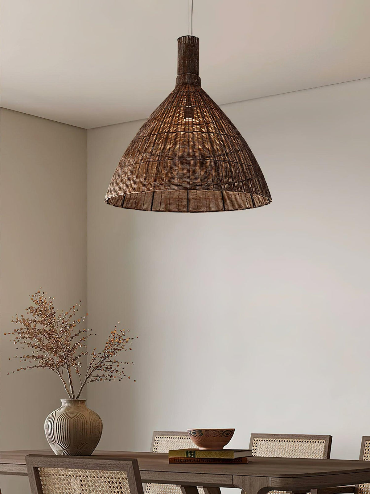 Dsplen hanglamp van natuurlijk rotan
