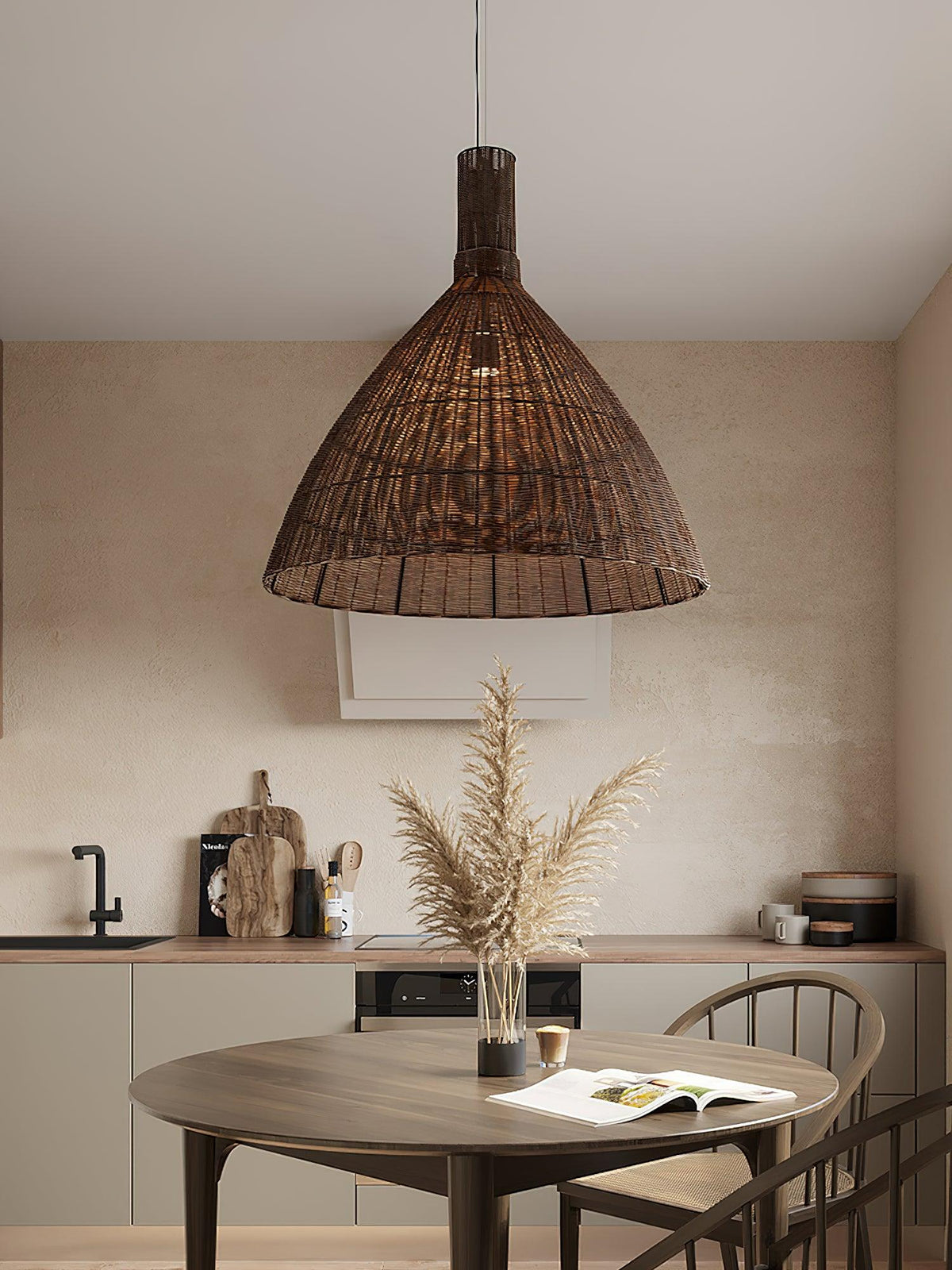 Dsplen hanglamp van natuurlijk rotan