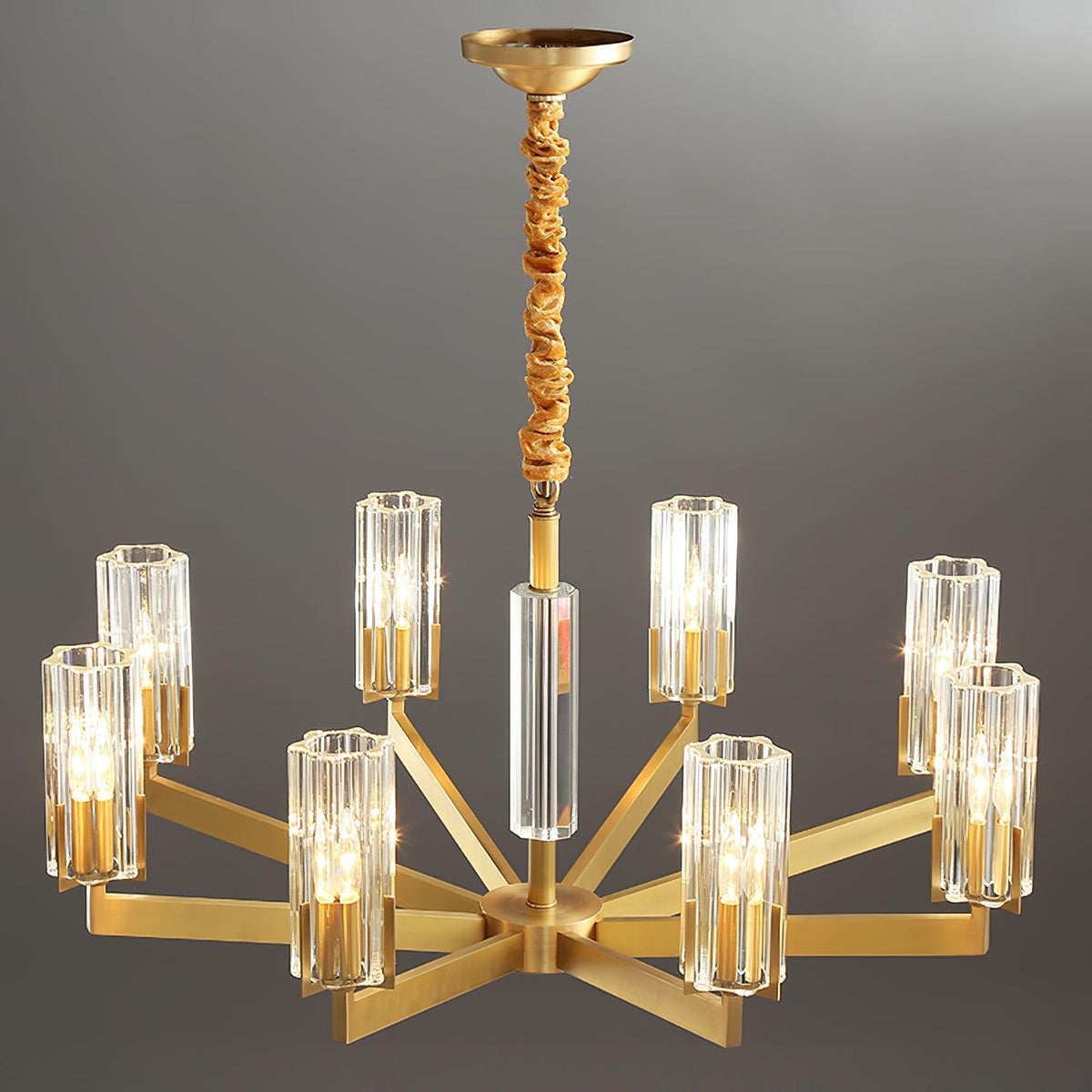 Velinora Kroonluchter messing glas Modern
