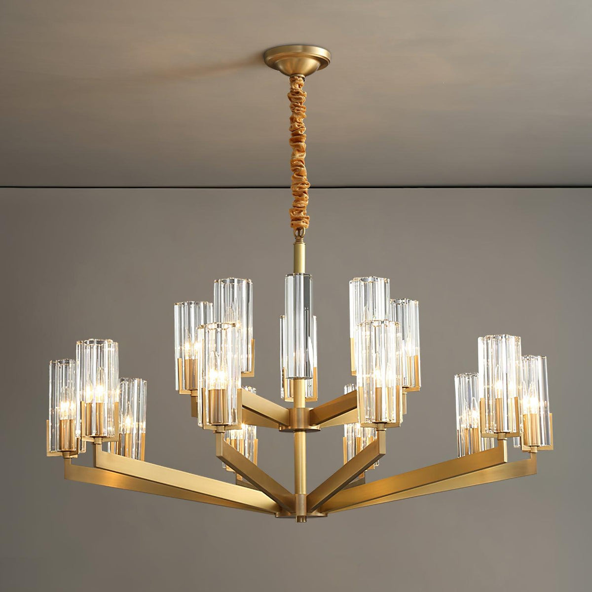 Velinora Kroonluchter messing glas Modern