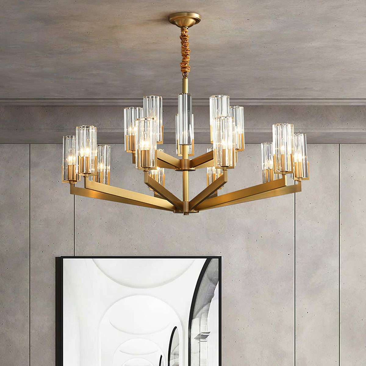 Velinora Kroonluchter messing glas Modern