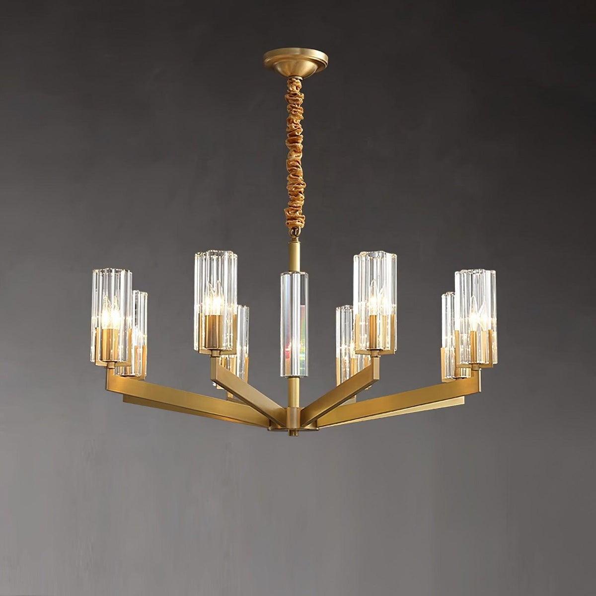 Velinora Kroonluchter messing glas Modern