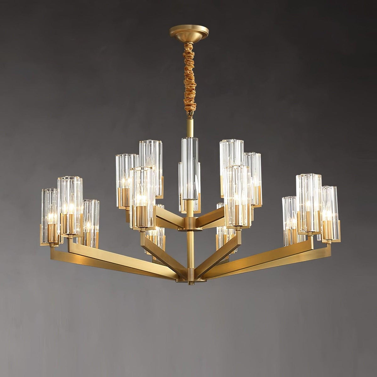 Velinora Kroonluchter messing glas Modern
