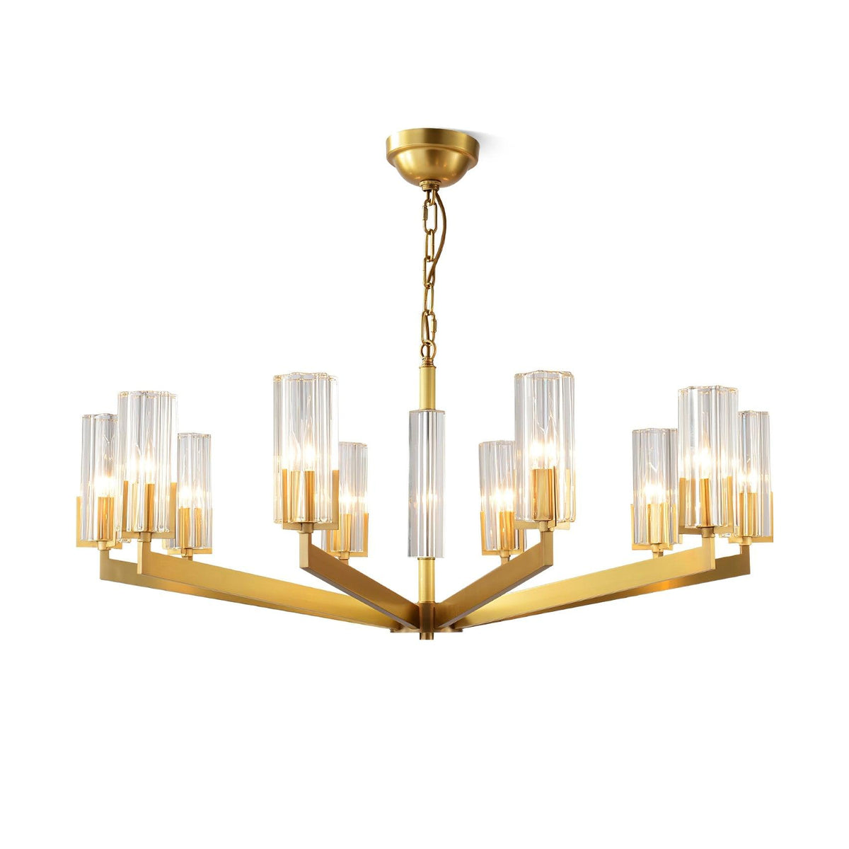 Velinora Kroonluchter messing glas Modern