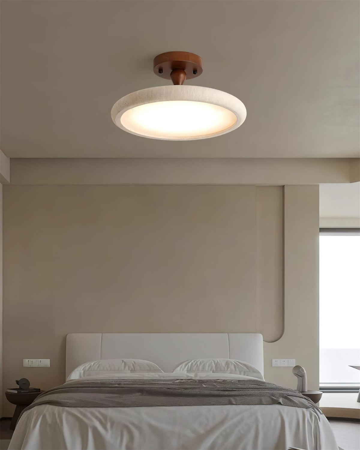 Luvia plafondlamp Semi Flush travertin