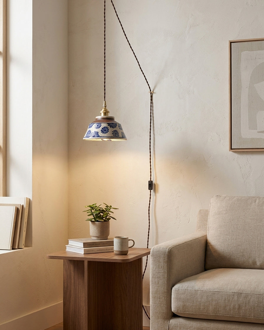 Indigo stekker-in hanglamp