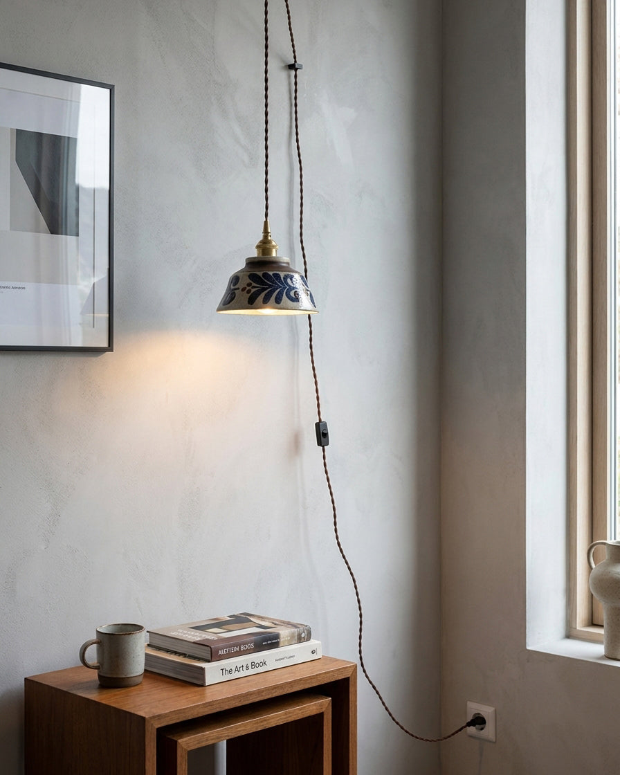 Indigo stekker-in hanglamp