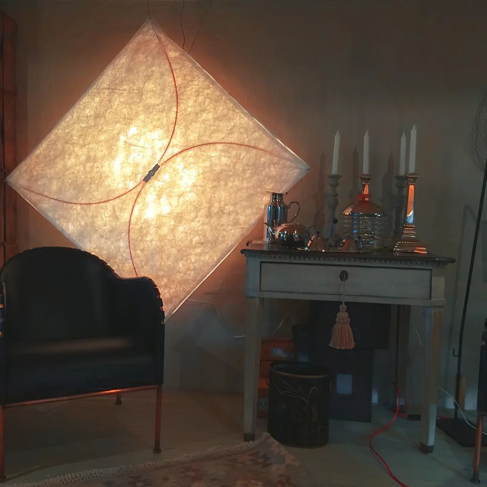 Ozawa Natuurlijk Papier Metaal Wit Wandlamp Eetkamer Slaapkamer