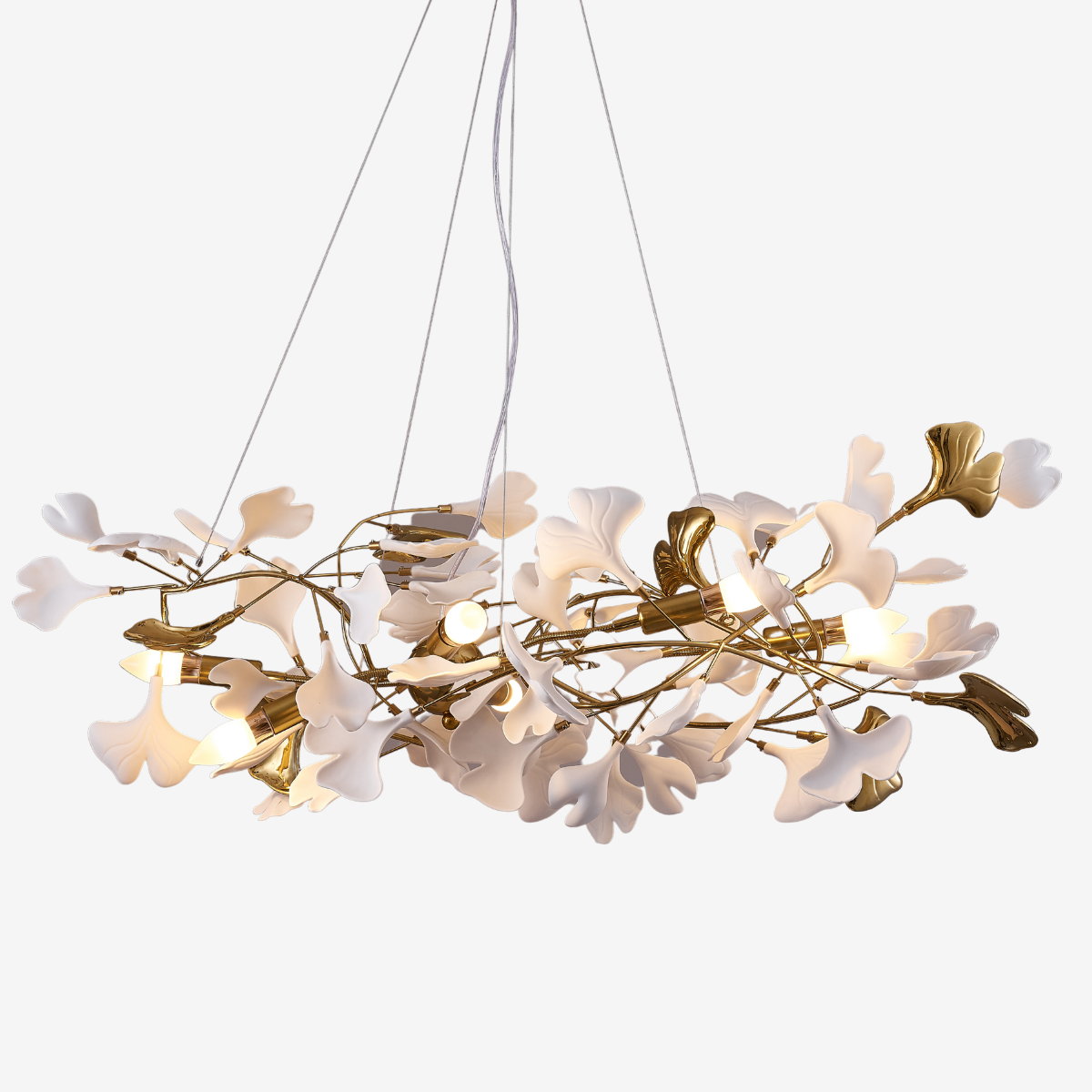 Olivia Design Ginkgoblad LED Kroonluchters Goud/Wit Metaal/Keramisch Slaap/Eet/Woonkamer