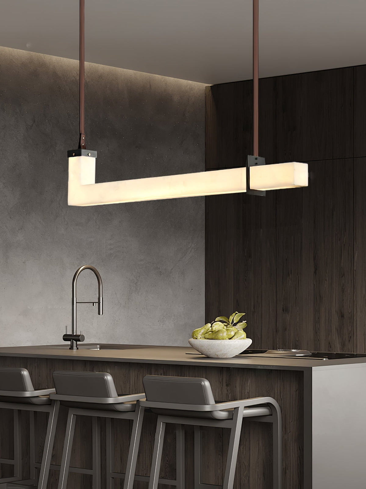 Nivienne Linear albasten hanglamp met goudkleurige accenten