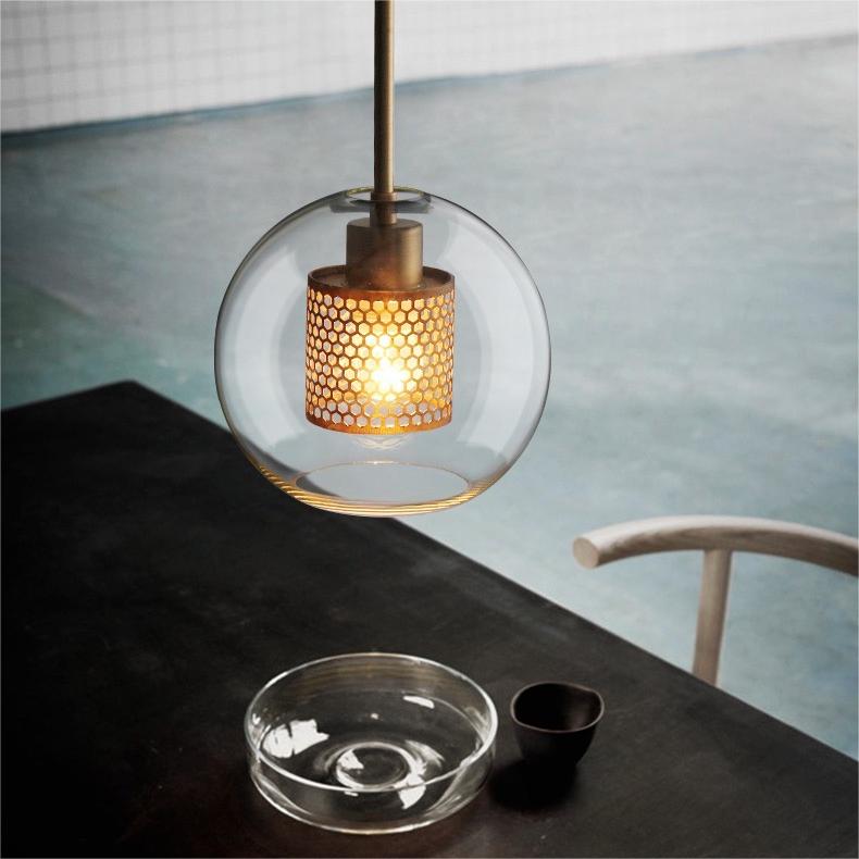 Oneal Retro Ronde LED Hanglampen Gouden Metaal Glas Woonkamer