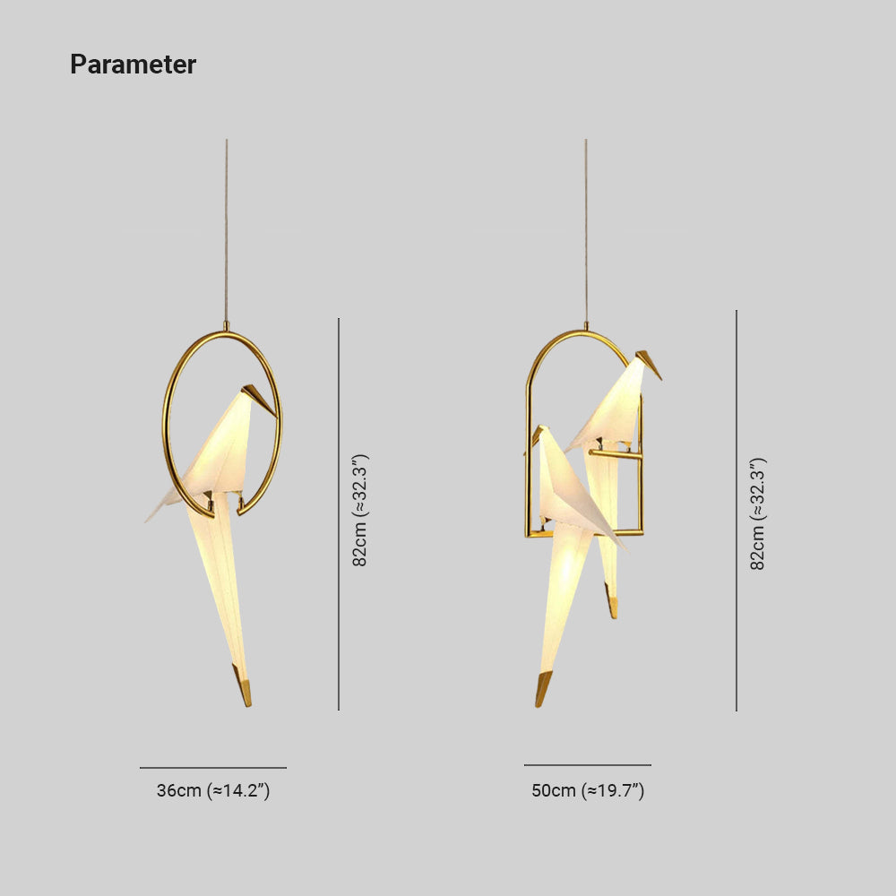 Clifford Design LED Duizend Kraanvogels Hanglampen Gouden Metaal Slaapkamer