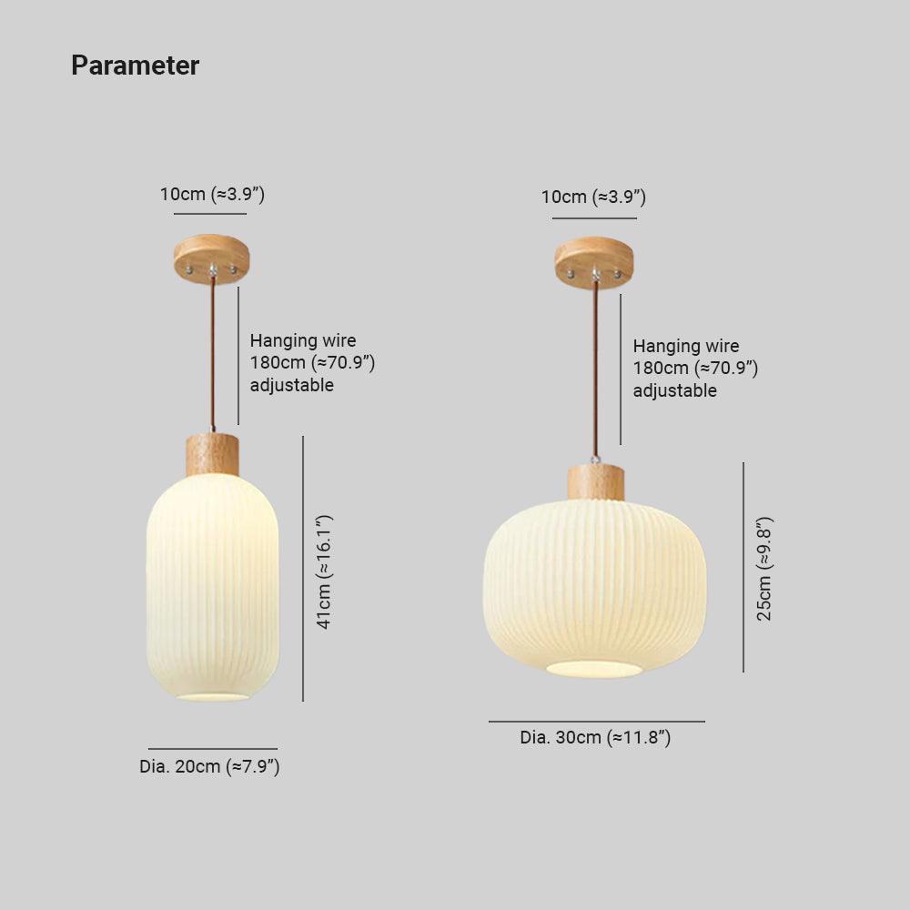Ozawa Vintage Lantaarnvorm LED Hanglampen Wit Hout/Glas Slaapkamer/Eetkamer