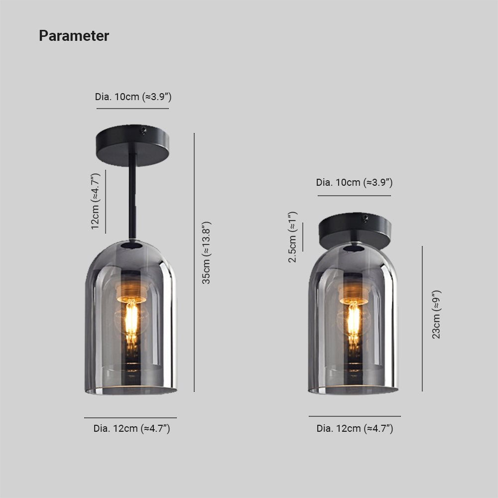 Sanna Vintage LED Plafondlamp Rookgrijs Cognac Metaal Glas Slaapkamer Woonkamer
