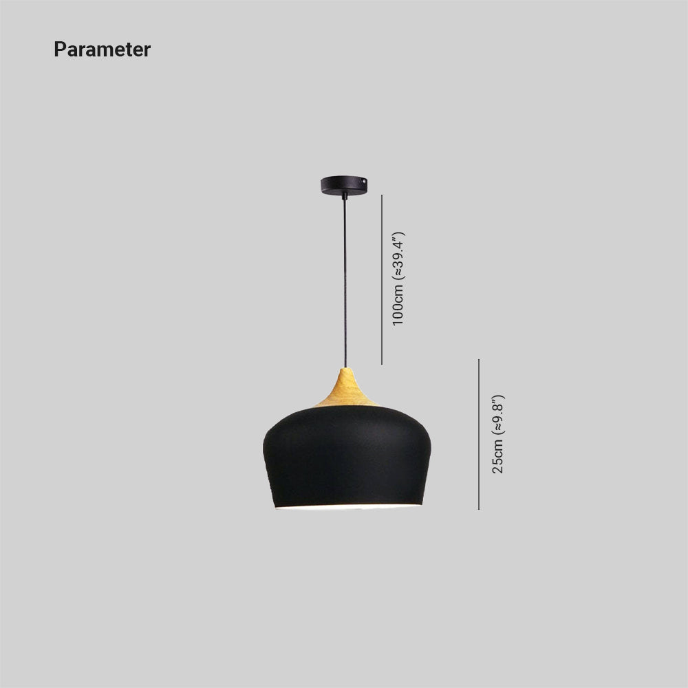 Nazifa Ronde LED Hanglampen Zwart Wit Metaal Hout Eetkamer Slaapkamer