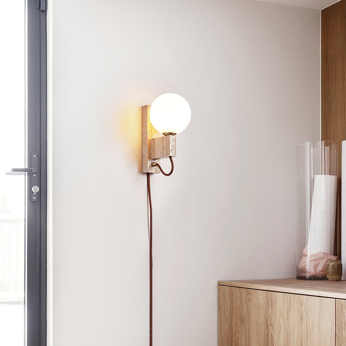 Talt bollen-travertin wandlamp