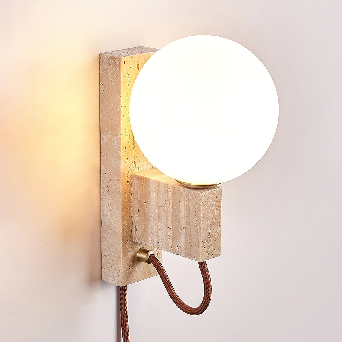 Talt bollen-travertin wandlamp