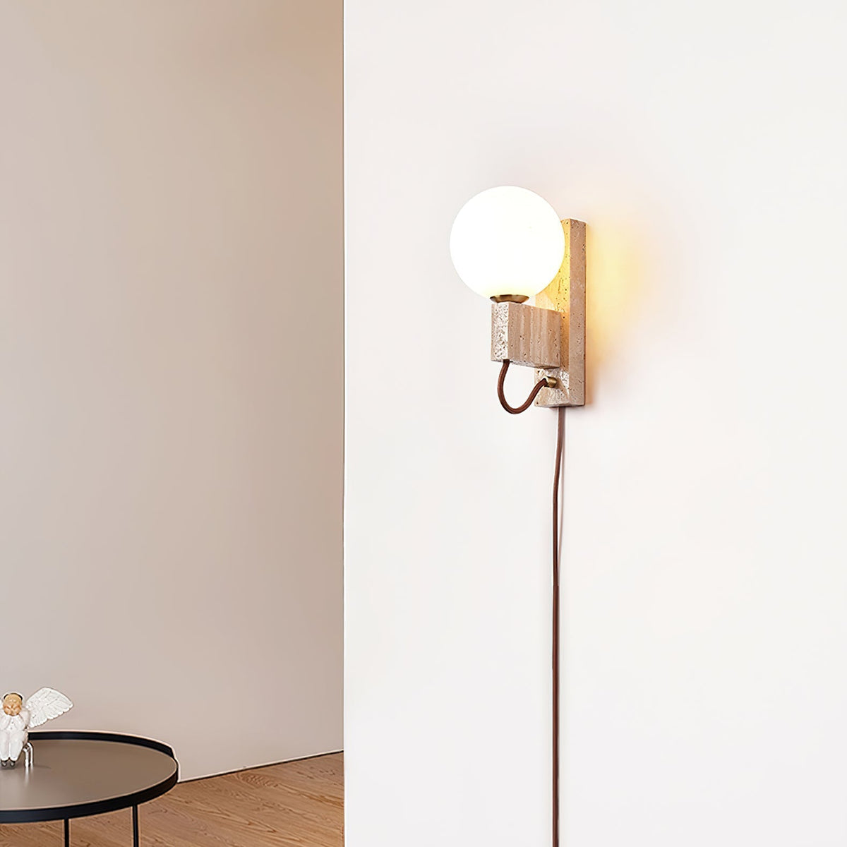Talt bollen-travertin wandlamp