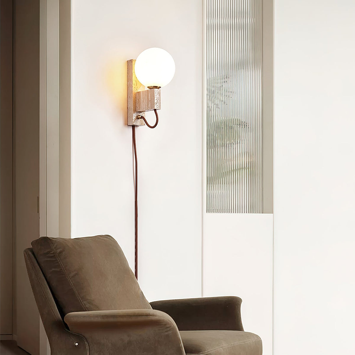 Talt bollen-travertin wandlamp