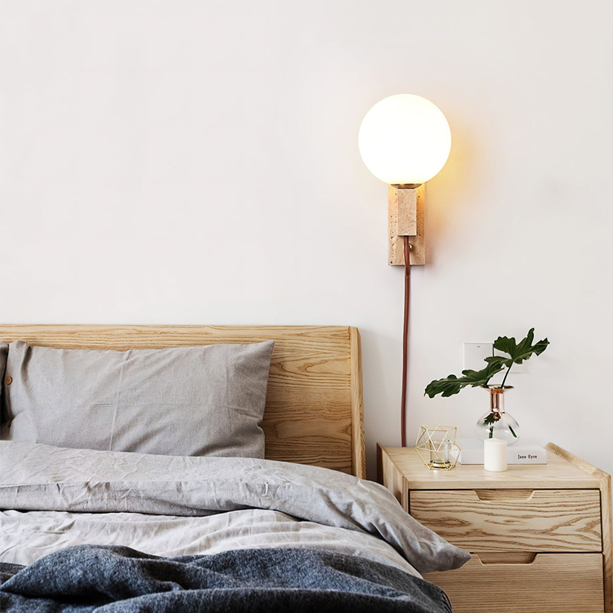 Talt bollen-travertin wandlamp