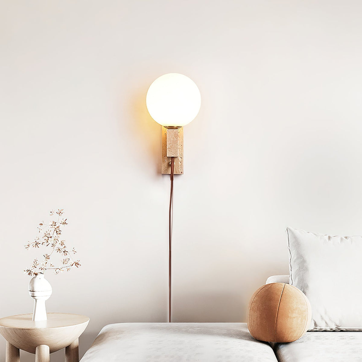 Talt bollen-travertin wandlamp