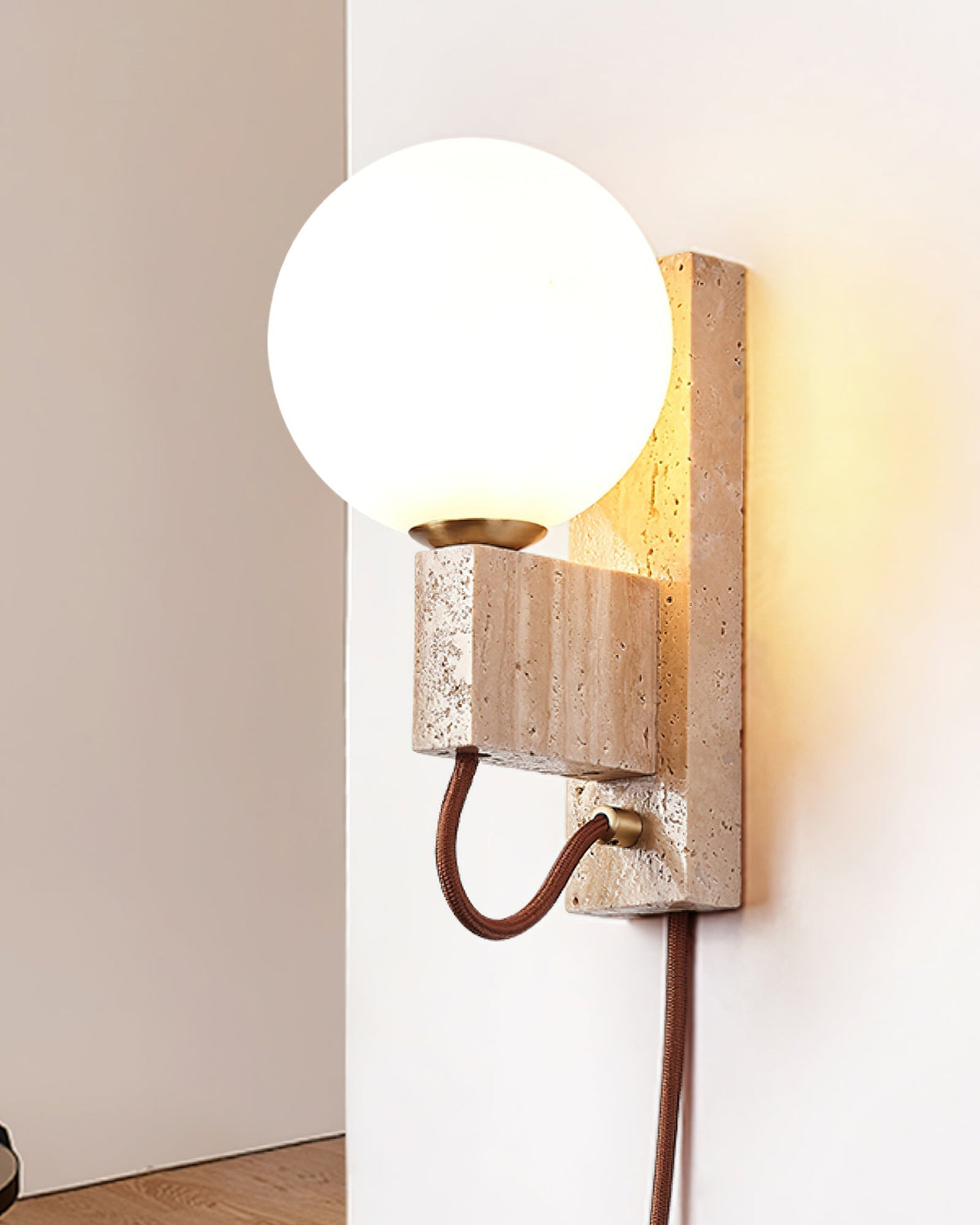 Talt bollen-travertin wandlamp