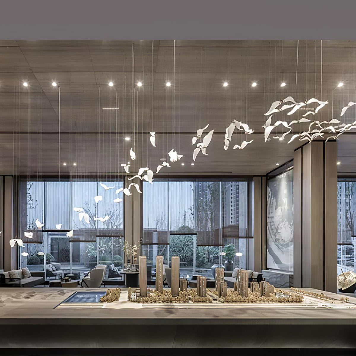 Faelis luxe Grote Zeevogel glas Kroonluchter
