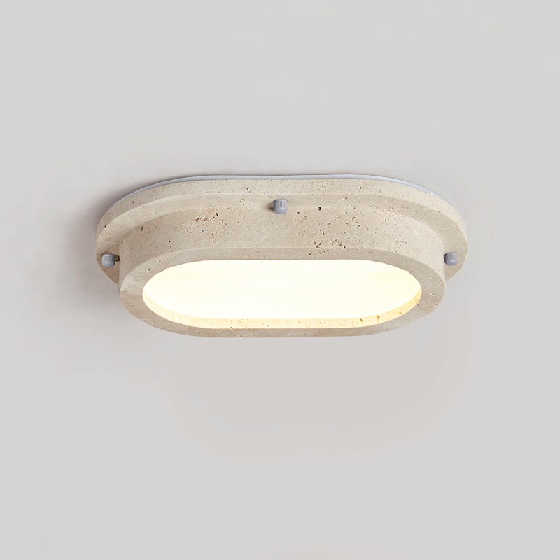 Remy minimalistische plafondlamp van geel travertin