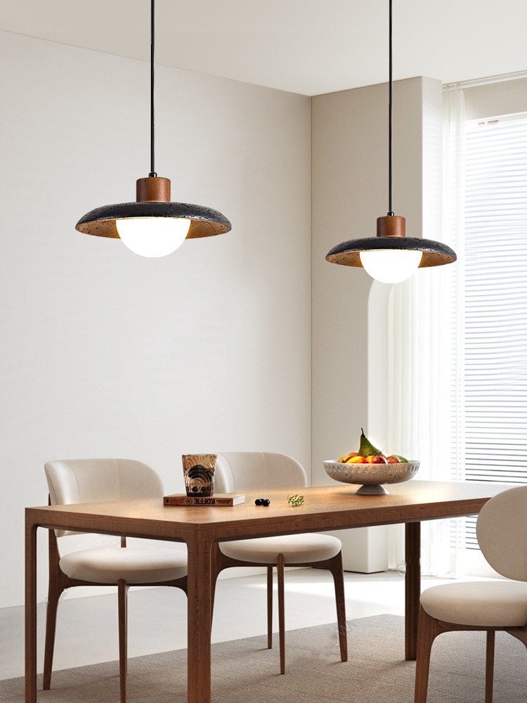 Podve zwarte travertin minimalistische hanglamp