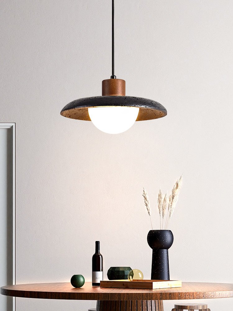 Podve zwarte travertin minimalistische hanglamp