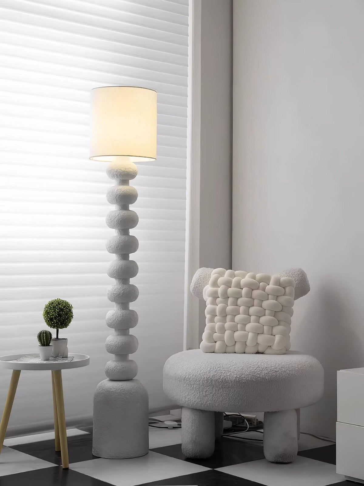 Khev Moderne vloerlamp met stoffen kap