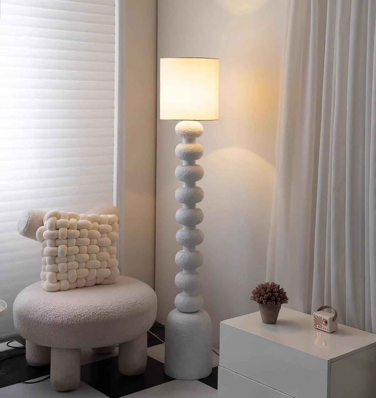 Khev Moderne vloerlamp met stoffen kap
