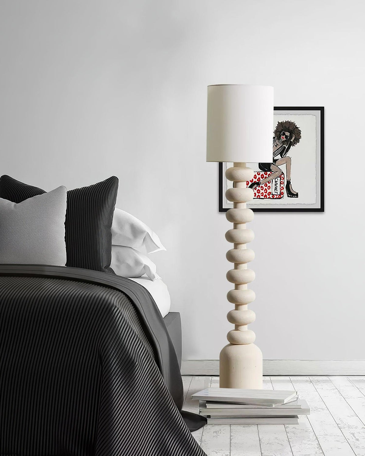 Khev Moderne vloerlamp met stoffen kap