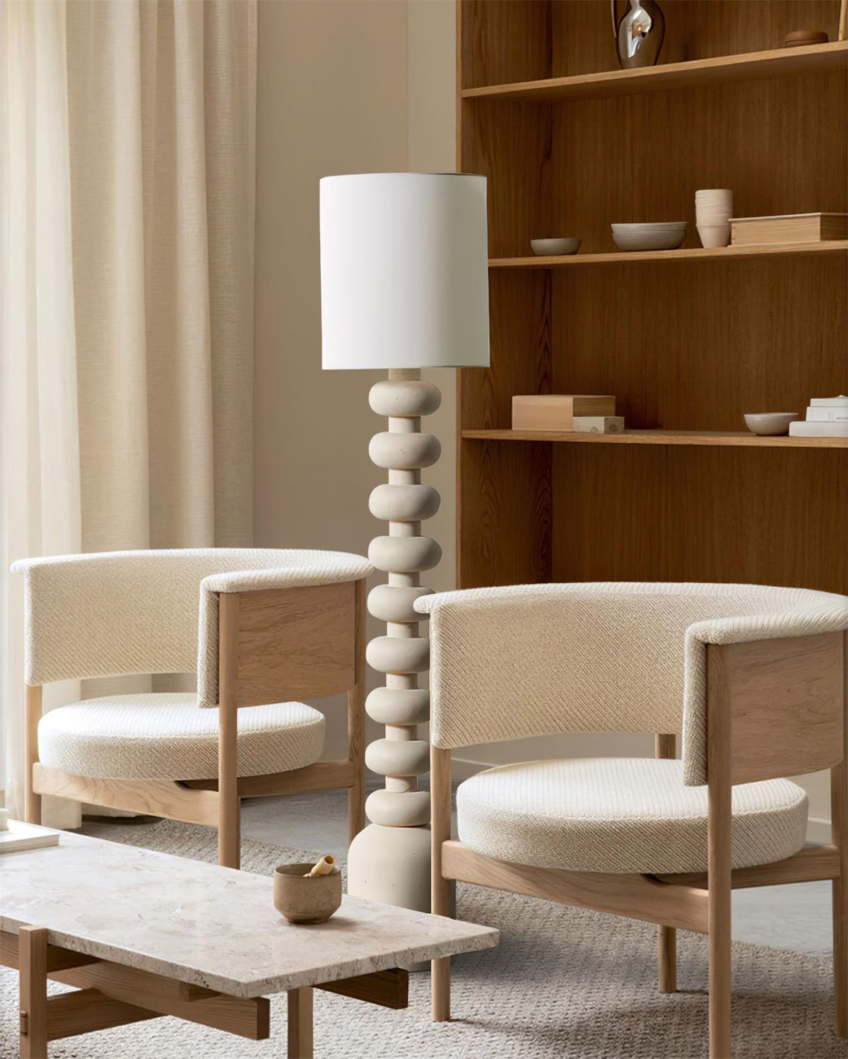 Khev Moderne vloerlamp met stoffen kap