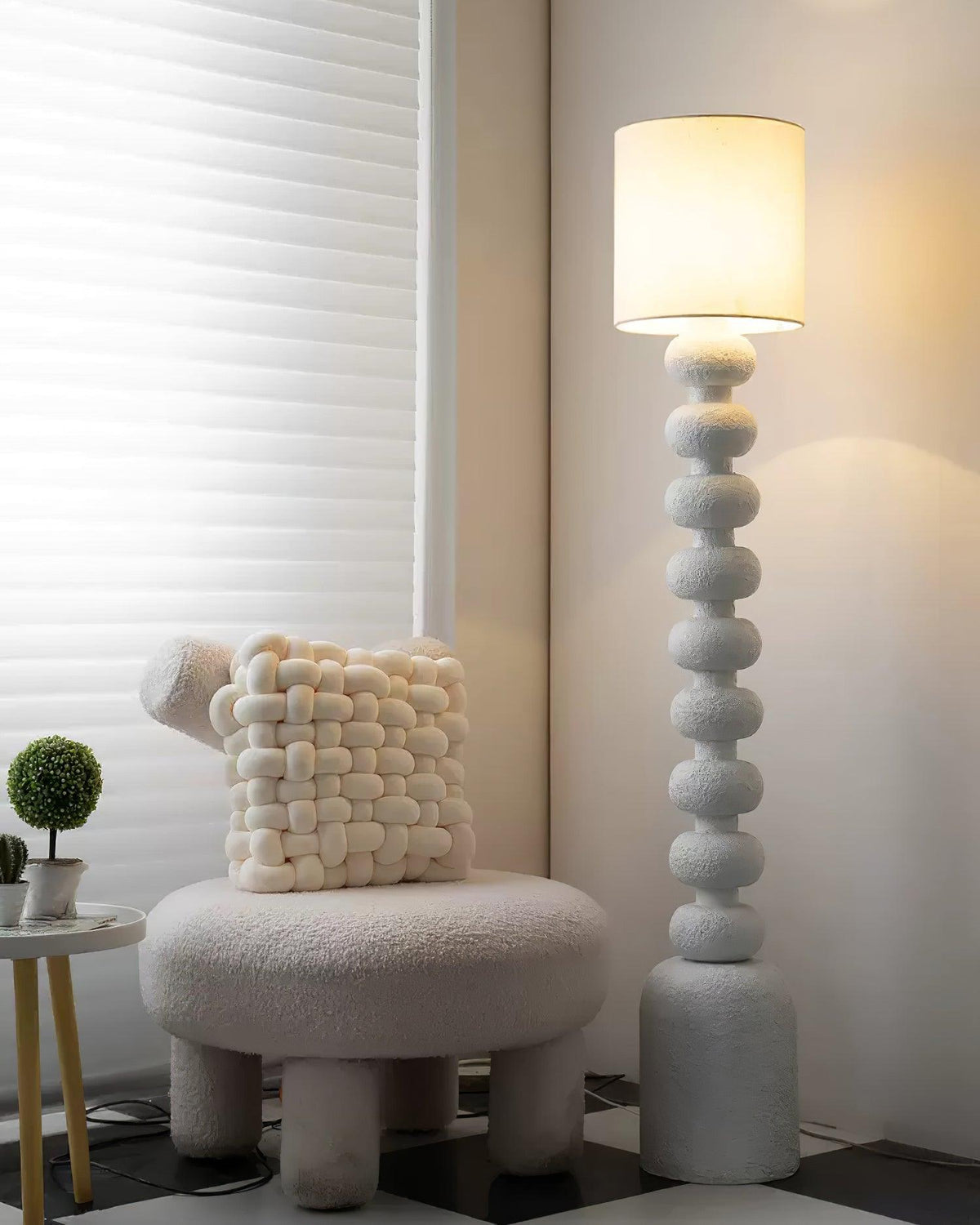 Khev Moderne vloerlamp met stoffen kap