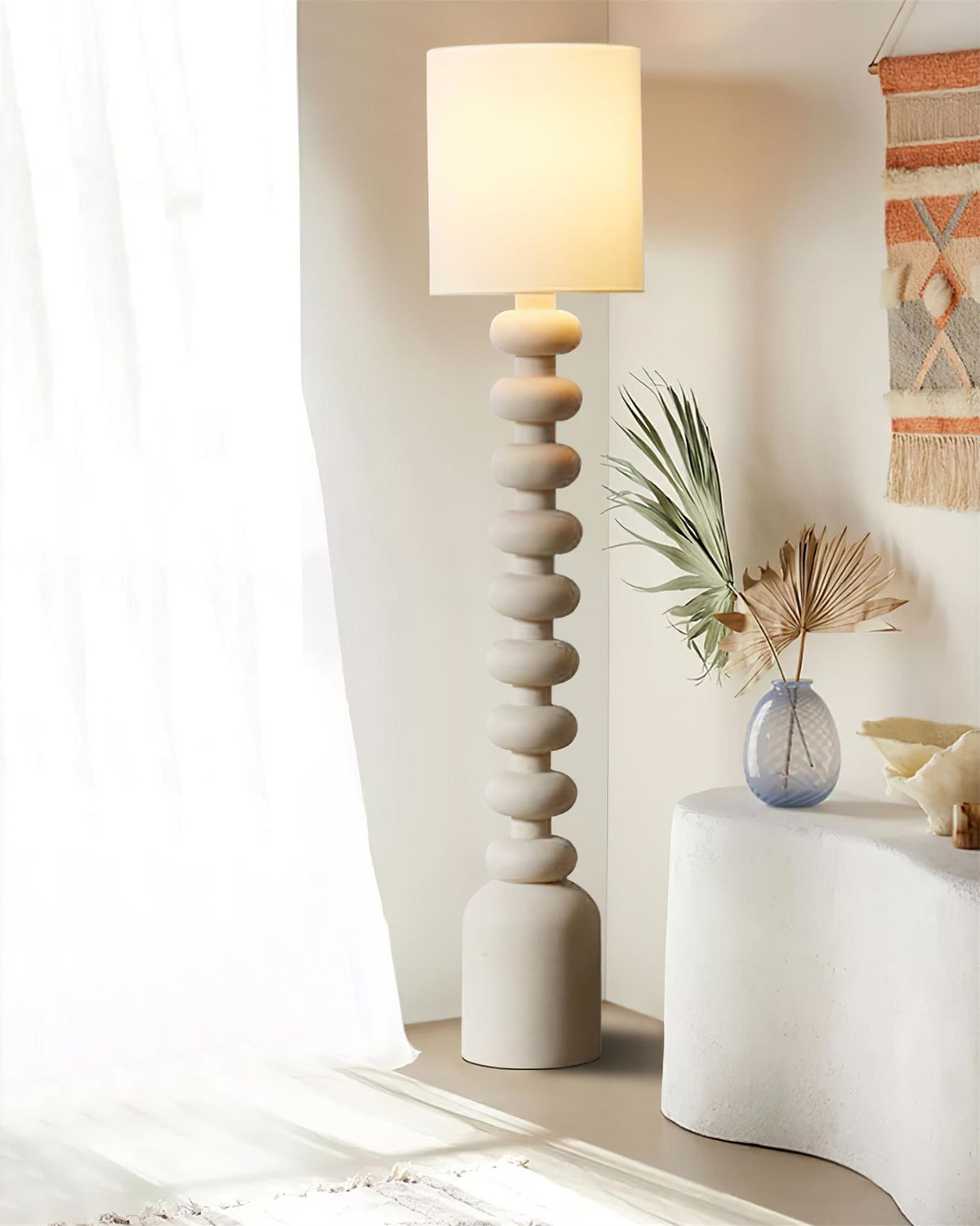 Khev Moderne vloerlamp met stoffen kap