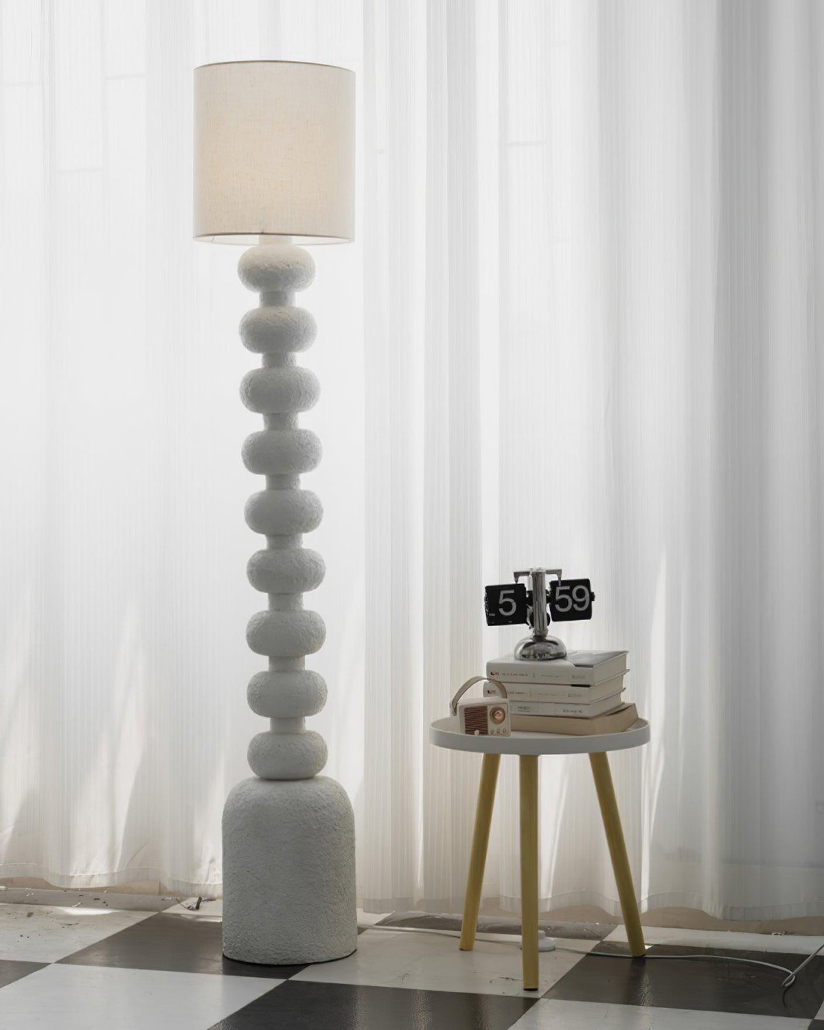 Khev Moderne vloerlamp met stoffen kap