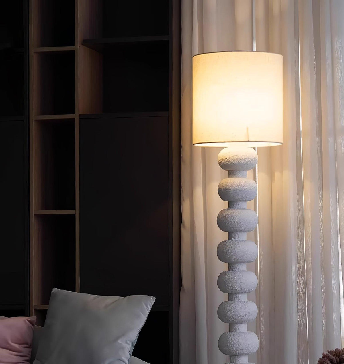 Khev Moderne vloerlamp met stoffen kap
